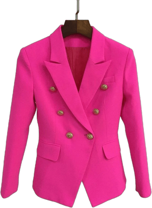 Women's Double Breasted Metal Lion Buttons Blazer Jacket