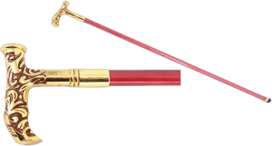 Joker Cane with Brass Handle Red with Gold