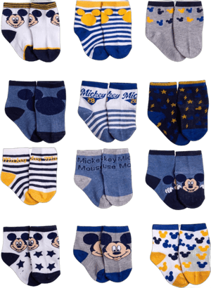 Disney Baby Boys Socks - 12 Pack Soft Newborn Baby Socks Character Prints - Cute Newborn and Infant Socks (0-24M)