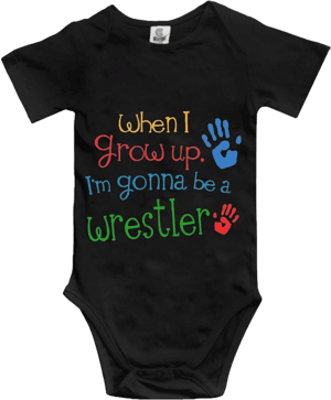 When I Grow UP i'm Gonna Be A Wrestler Newborn Baby Print Rompers Unisex One-Piece Cotton Bodysuits Black 0-6 Months