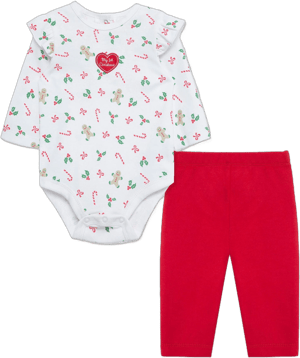 Little Me Girls' First Christmas Bodysuit & Pant Set