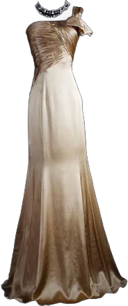 Gold Silk Satin Ball Dress Vintage A-line Slim One Shoulder Pleated