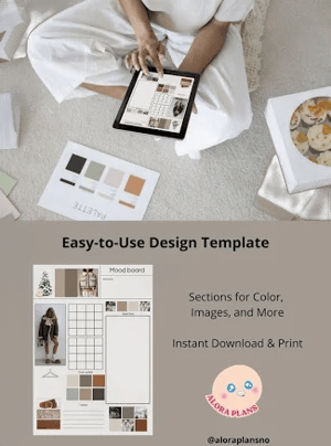 Digital Mood Board Maker | Fashion Design Workbook | Printable Template for Creative Projects