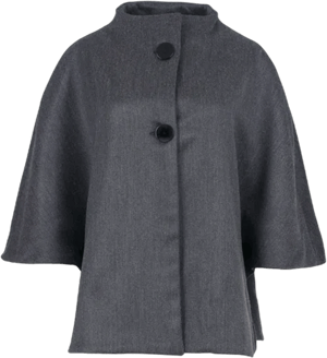 Women's Dark Grey Wool Cape With Short Sleeves