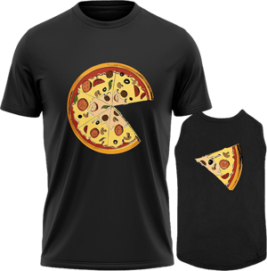 Cute Matching Dog and Owner Outfit T-Shirt - Pizza Pie Pizza Slice Pet & Owner Matching Shirts M Human | L Dog Black