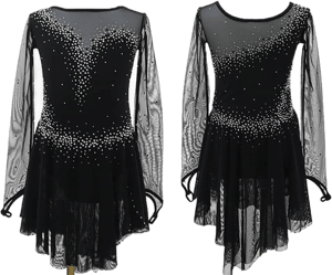 Handmade Crystals Velvet Figure Skating Dress