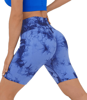 Halara Seamless High Waisted Ruched Tie-Dye Yoga Biker Shorts