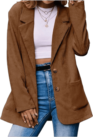 Women's Dressy Casual Corduroy Blazer Jacket