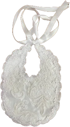 Pure White Beaded Lace Baptism Bib