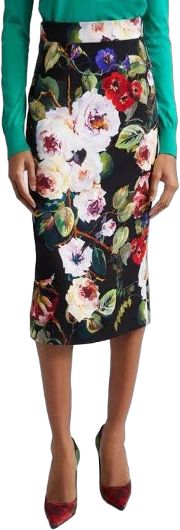 Dolce & Gabbana floral-print charmeuse skirt