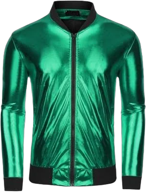 Lars Amadeus Men's Metallic Zip Up Disco Party Bomber Jacket