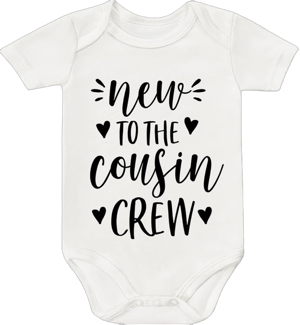 Funny New to the Cousin Crew Bodysuits, Unisex Newborn Clothes, Cotton Short Sleeve Jumpsuit Outfits 0-24 Months 18-24 Months White