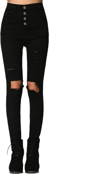 SweatyRocks Women's Casual High Waist Ripped Skinny Jeans