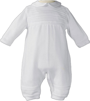 Boys Cotton Knit Christening Outfit Christening Baptism Romper 3 Months White