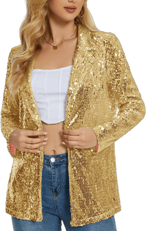 Women's Sparkle Sequin Open Front Blazer