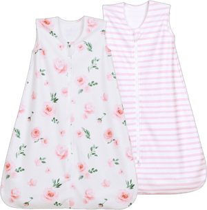 david's kids Micro Fleece Baby Sleep Sack 0-6 Months, Soft Warm Baby Wearable Blankets with 2-Way Zipper, 2 Pack Comfy Sleeping Bags for Infant Newborn Girls Neutral, Small Size, Floral Flowers