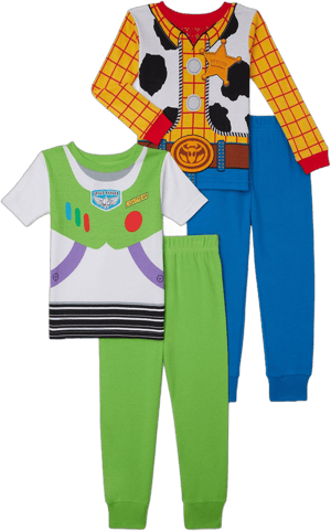 Disney Pixar Toy Story Toy Story Baby and Toddler Boy Long Sleeve Tops and Pants, 4-Piece Pajama Set, Sizes 12M-5T