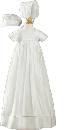 Unisex 34" Short Sleeve Silk Dupioni Christening Baptism Family Heirloom Gown