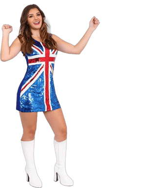 I Love Fancy Ladies Sequin Union Jack Mini Dress