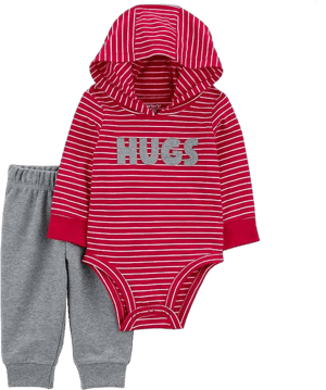 Carter's Baby Boys 2-Piece Striped Hugs Hooded Bodysuit & Pants Set