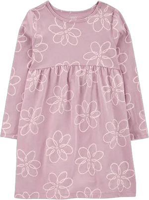 Carter's Kid Girls Floral Long-Sleeve Jersey Dress