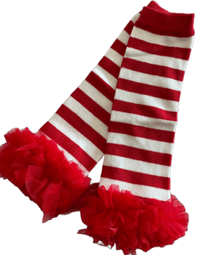 Baby leg warmers, Red and White stripe, Baby Leg warmers with ruffles, Christmas leg warmers, chiffon ruffle baby, Valentines, red stripe