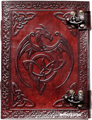 Montexoo Leather Journal Dragon Diary Notebook with Lock Dnd Book of shadows 8 Inch