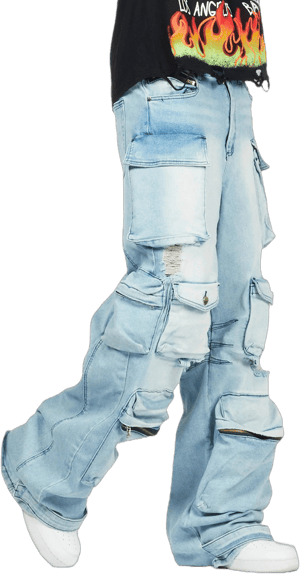 Mahesh Blue Baggy Cargo Jean