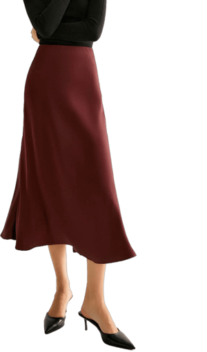 Flowy Satin Midi Skirt