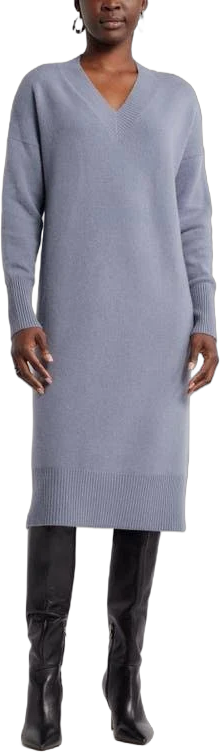 Nordstrom V-Neck Long Sleeve Wool & Cashmere Sweater Dress