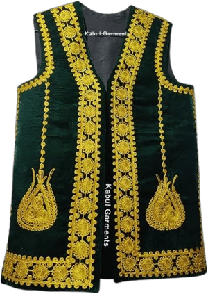 Afghani Hand Made Velvet Vest with Braided Embroidery