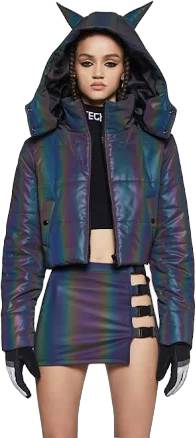 Current Mood Night Savage Signalz Reflective Jacket - RAINBOW / XX-Large