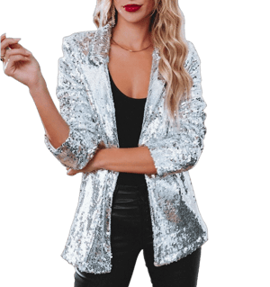 Women's Open Front Shiny Sequin Cardigan Jacket