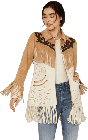 Powder River Women's Cactus Faux Suede Fringe Jacket