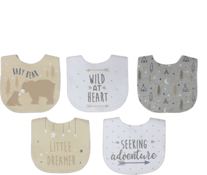 Neat Solutions Aspirational Sayings Printed Water-Resistant Lined Infant Bib Set - 5pk