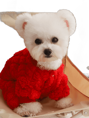 1pc Christmas Red Thickened Cable Knit Pet Sweater, Soft Coral Fleece Dog Cat Warm Outfits, Autumn Winter