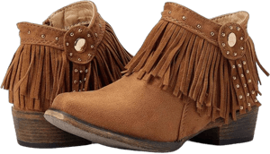 Roper Girls' Brittany Snip Toe Fringe Ankle Boots