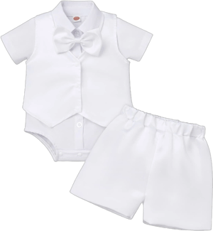 Baby Boys Bowtie Romper Waistcoat Shorts Pants Tuxedo Suit