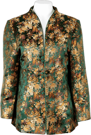 Women's Floral Brocade Jacket with Frog Knot Closures