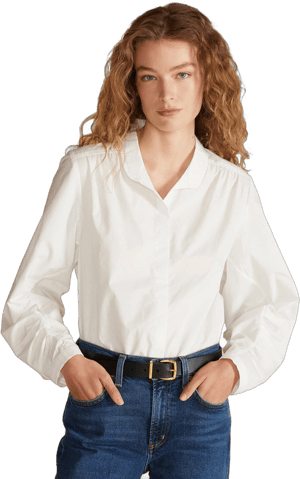 Amour Vert Averi Pleated Poplin Blouse