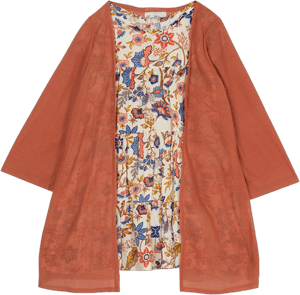 Rare Editions Girls Floral Tiered Dress Cardigan Set