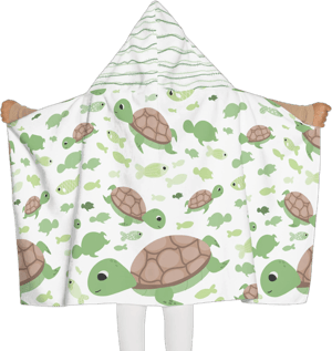 Turtle Youth Hooded Towel, Kids Bath Towel, Cute Animal Design, Children&#39;s Beach Towel, Baby Shower Gift, Swimming Pool Cover Up