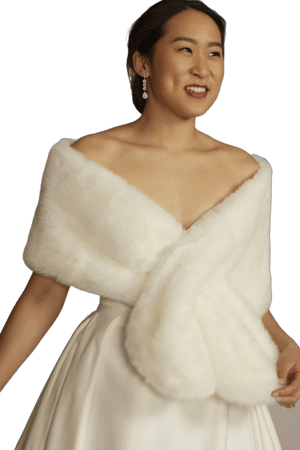 David's Bridal Faux-Fur Pull-Through Shoulder Wrap