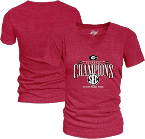 Blue 84 Georgia Bulldogs 2024 SEC Football Conference Champions V-Neck T-Shirt