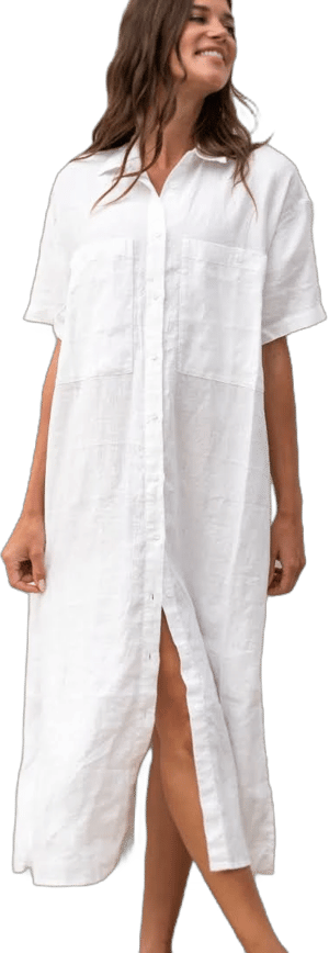 Getaway Linen Cover-Up Shirt Dress