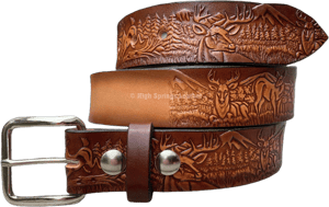 Custom Engraved Deer Embossed Leather Belt