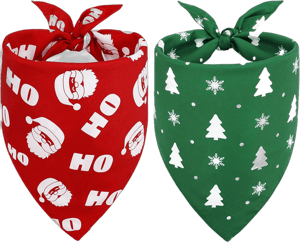 Vivifying Dog Christmas Bandana, 2 Pack Santa Claus and Christmas Tree Dog Scarves for Small Medium and Large Dogs, Holiday Dog Costume for Photo Prop, and Party Decor (Large, Red&Green)