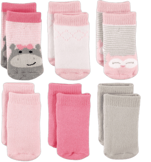 Luvable Friends Baby Girl Newborn and Baby Socks Set, Hippo, 0-6 Months