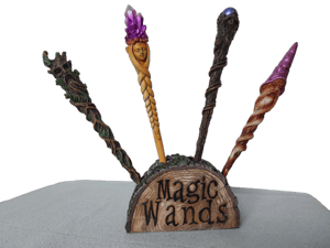 Magical WANDS: Goddess w Purple Crystal, Wood Man, Wizard, Purple Gem, Raven, Golden Pentagram, Grim Reaper or Holder - Ready 2 Go - Bâton