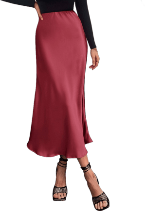 Women's Elegant Long Satin Skirt